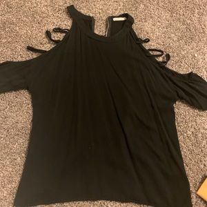 Open solder black blouse